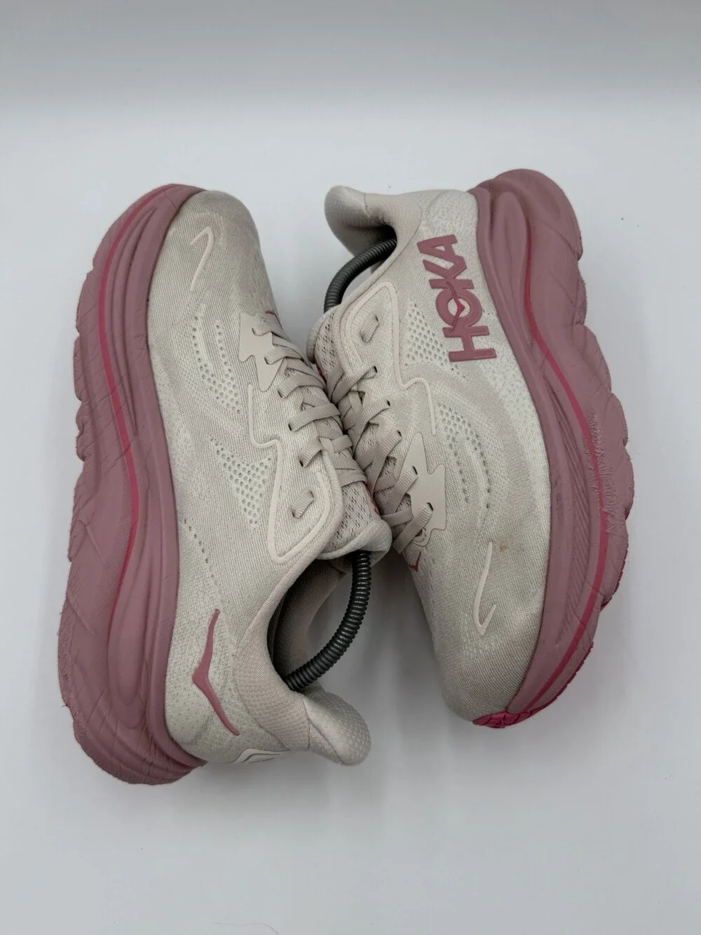 Hoka One Clifton 10 Wide Women's Size US 11D Rose Cream /Dried Rose Sneakers.